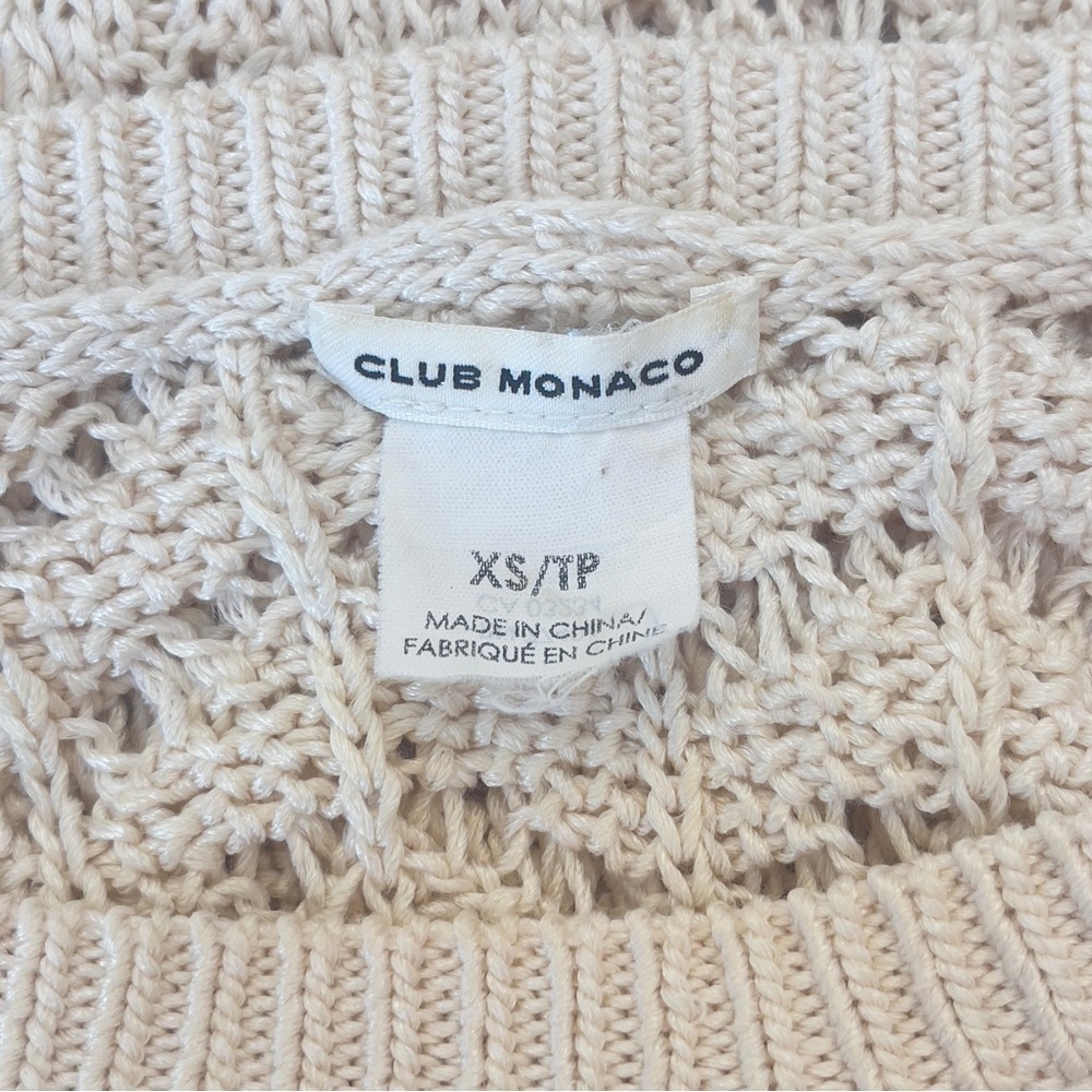Club Monaco Cream Open Knit Woven Pullover Sweater XS - Picture 5 of 8